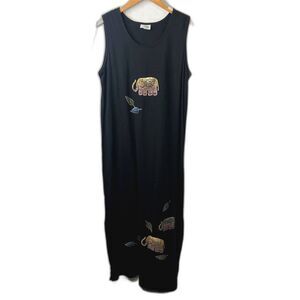 MatchPoint Sleeveless Coton Maxi Jersey Dress with Elephant Motif‎ Size Small